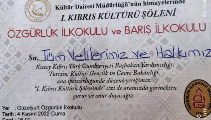 Özgürlük ve Barış ilkokullarından Kıbrıs Kültür Şöleni