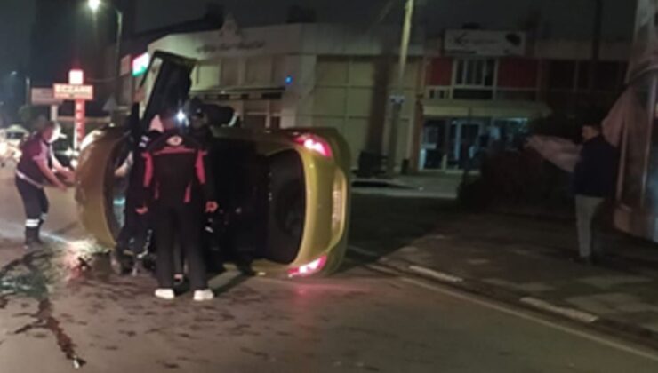 Trafik levhasına çarparak durabildi