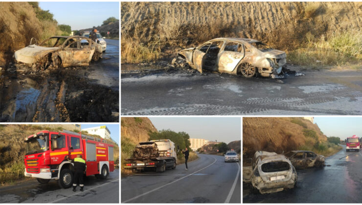 Girne-Tatlısu anayolunda kaza.. Araçlar yandı!
