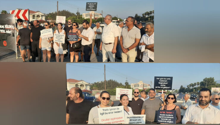 Cumhuriyetçi Türk Partisi Alsancak Örgütü , Alsancak-Lapta çift şeritli yolunun tamamlanması için eylem yaptı
