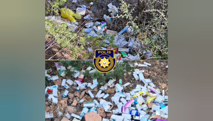 Ergenekon-Tirmen anayolu kenarında 4 çöp poşeti ilaç bulundu