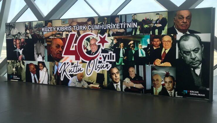 Ercan Havalimanı’nda KKTC’nin kuruluş yıl dönümü nedeniyle pano kuruldu
