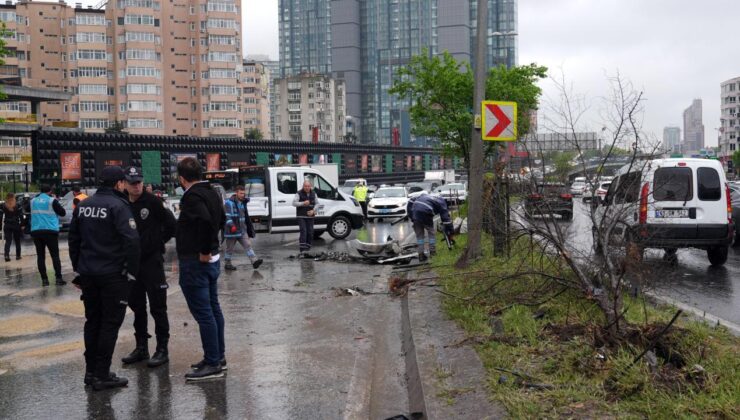 Beşiktaş’taki zincirleme trafik kazasının görüntüleri kamerada