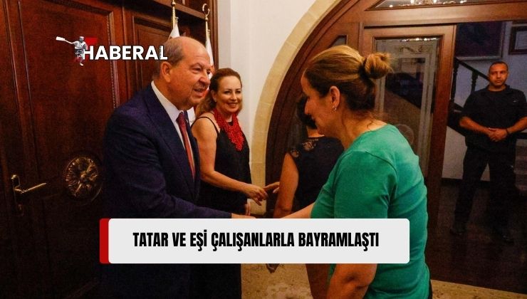  Cumhurbaşkanı Ersin Tatar ve Eşi Sibel Tatar, Cumhurbaşkanlığı Çalışanlarıyla Bayramlaştı