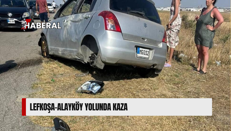 Lefkoşa-Alayköy yolunda kaza: Araç parçaları yola savruldu