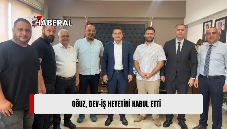 İçişleri Bakanı Dursun Oğuz, Devrimci İşçi Sendikaları Federasyonu (DEV-İŞ) Başkanı Semih Kolozali ve Beraberindeki Heyeti Kabul Etti