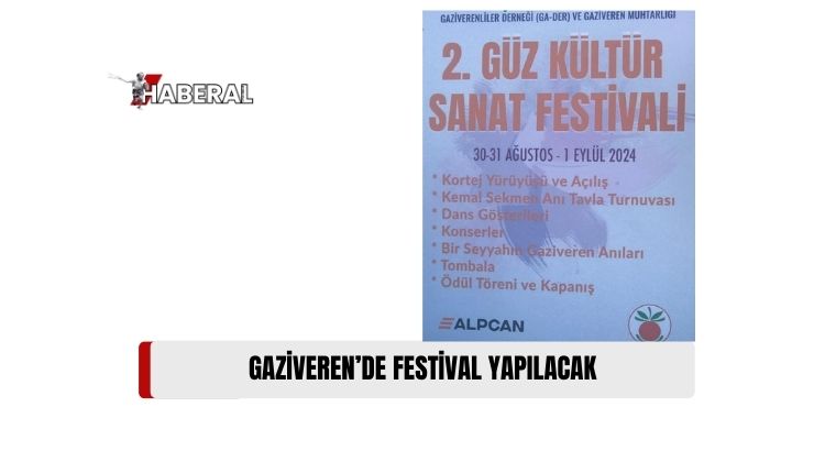 Gaziveren’de 2. Güz Kültür Sanat Festivali Yapılıyor