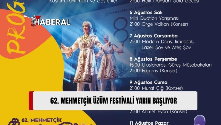 62. Mehmetçik Üzüm Festivali Çeşitli Etkinliklerle Yarın Başlıyor