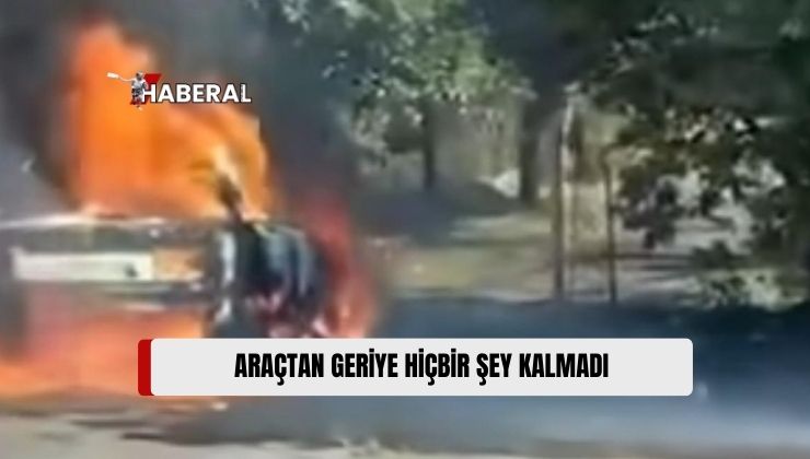 Lefkoşa-İskele Ana Yolu Üzerinde Araç Yangını: Elektrik Aksamları Kısa Devre Yaptı, Araç Kül Oldu