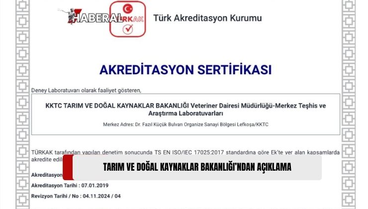 Tarım ve Doğal Kaynaklar Bakanlığı Laboratuvarlarının Akreditasyon Kapsamı Genişletildi