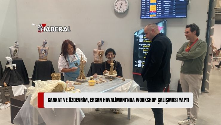 Sanatçılar Leman Cankat ve Şenol Özdevrim, Ercan Havalimanı’nda Düzenlenen Workshop Çalışmasında Yolcular ile Birlikte Çamurdan Heykeller Yaptı