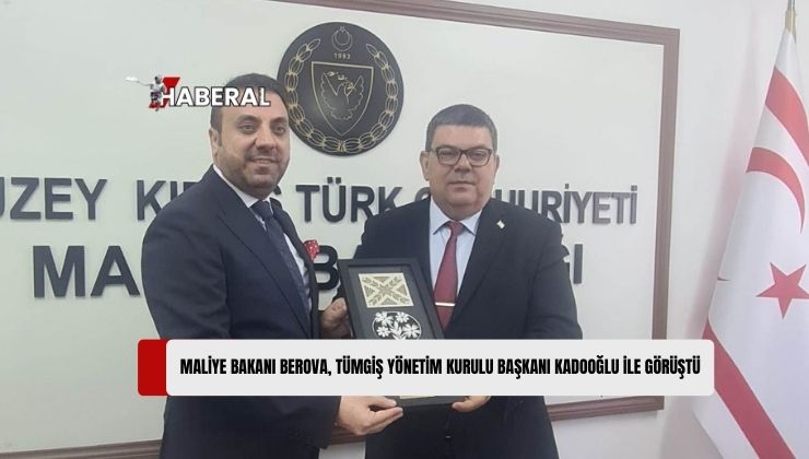 Maliye Bakanı Özdemir Berova, Türkiye’den Gelen Tüm Global İş Dünyası Derneği (TÜMGİŞ) Yönetim Kurulu Başkanı Şanser Kadooğlu ve Beraberindeki Heyeti Kabul Etti