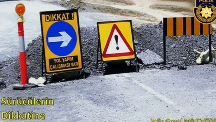 Lefkoşa-Girne ana yolunda yol çalışması
